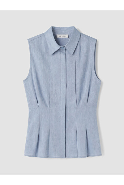 LC Waikiki Nevavm Linen Blend Pleated Women's Shirt with a Difference