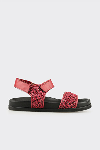 Elle Shoes Bordo Deri Kadın Sandalet