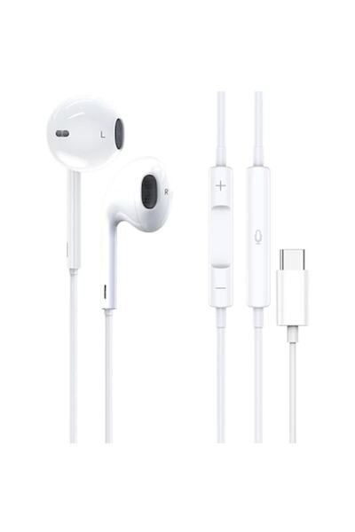 WaltStore Căști cu fir, pentru iPhone 16/17, Mufă Type-C, 1.2m, Microfon și b...