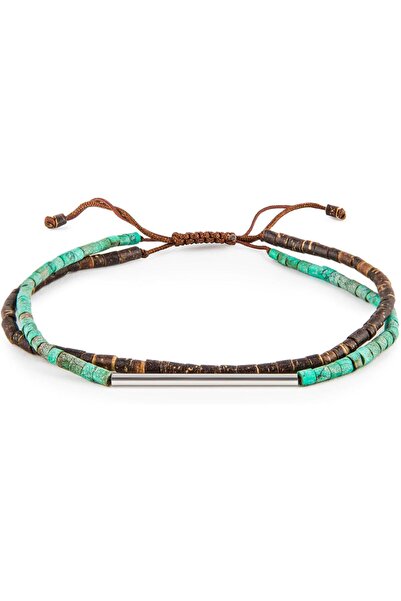 MINZA Ebony Men’s Bracelet, 925 Sterling Silver Plaque Bracelet, Turquoise & ...