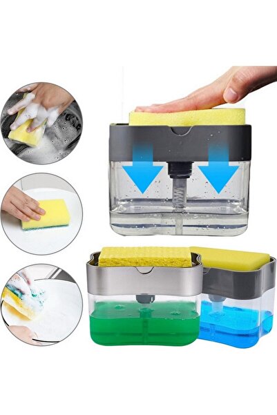 Shopura Liquid Detergent Soap Dispenser with Sponge Compartment for Dishwashing