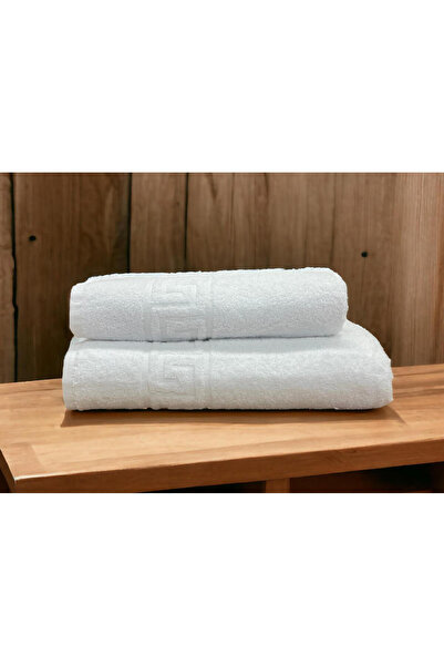 Linea Home 6τμχ Πετσέτα προσώπου ξενοδοχείου 90 x 50 εκ. Λευκή με μοτίβο μαιά...
