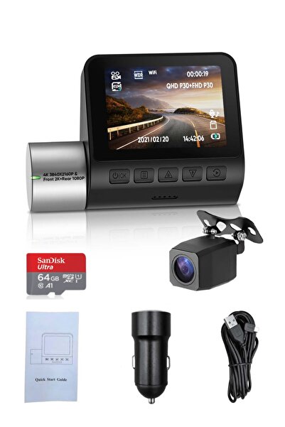 EqiEch V50 Dual-Lens Dash camera 16 Megapixel Built-in WIFI APP 170 Degrees W...