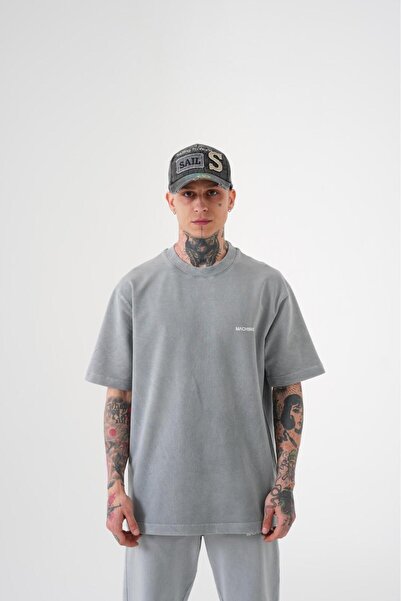 Machinist Tricou relaxat pentru bărbați, lavabil, gri