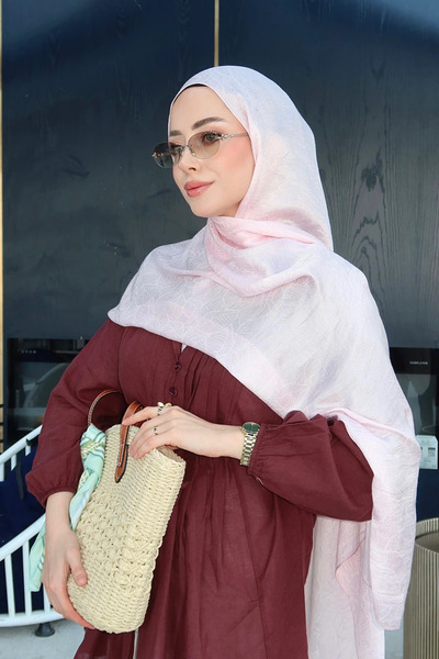 Madame Polo شال جاكار متوهج فاخر - وردي