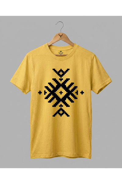 OTYKEN Geleneksel Türk Motifi Baskılı Unisex Tişört | Etnik Desen Temalı T-Shirt