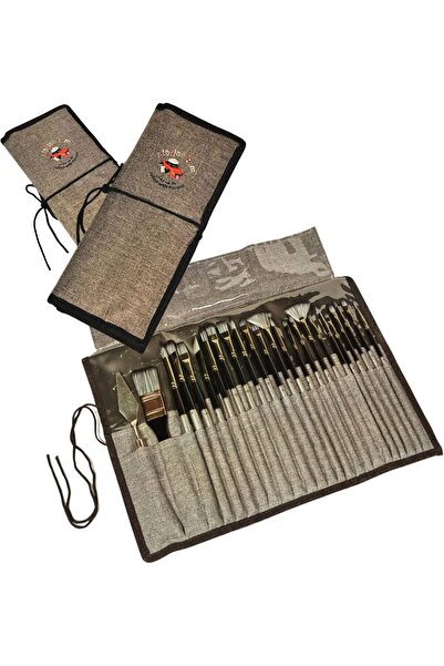 Alayjah 25-Piece Professional Paint Brush Set with Bag, Wood Handle, Nylon Ha...