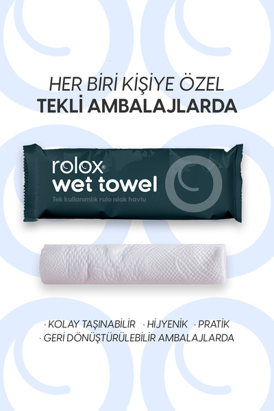 Rolox Wet Towel - 50 Pack - Disposable Roll Wet Towels - Green Tea Scented