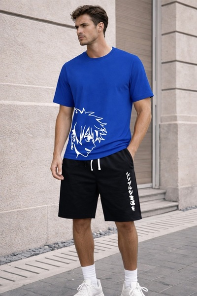 x-compass life Unisex Oversize Anime Printed Shorts Set – Casual Wear Comfort...