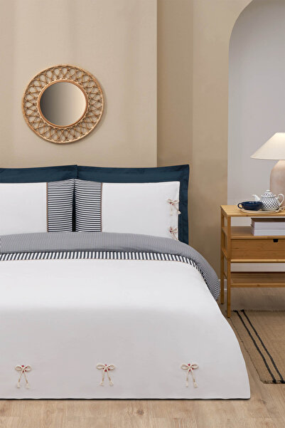 Özdilek Floretta Vertical Double Elastic Sheet Duvet Cover Set