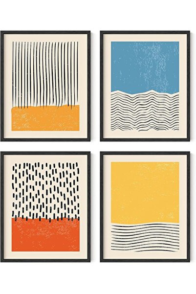 ESSESORIES Modern Abstract Mid Century Aesthetic Poster Wall Art Set of 4 Roo...