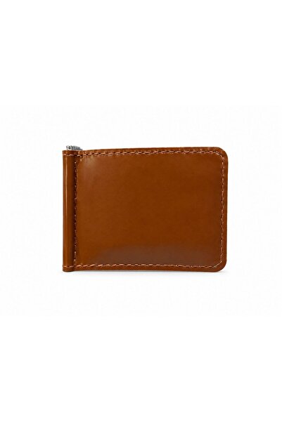 OAKCO LEATHER HANDMADE PARLAK KAHVERENGİ GÜMÜŞ KAĞIT PARA TOKALI CÜZDAN