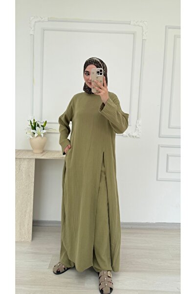 salisburys Molly Nelly Women's Slit Tunic Muslin Pants Set