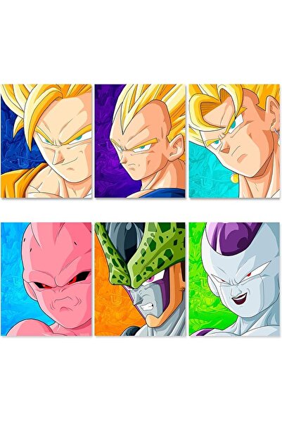ESSESORIES Dragon Ball Z Anime Poster Wall Art Set of 6 Room Decor Self Adhesive