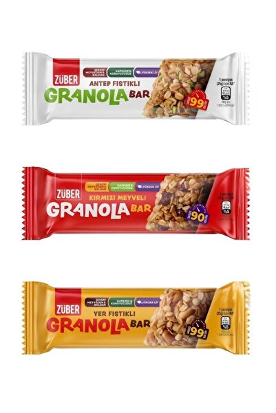Züber Granola Bar Trial Pack 25g X 3 Pieces (Pistachio, Red Fruit, Peanut)