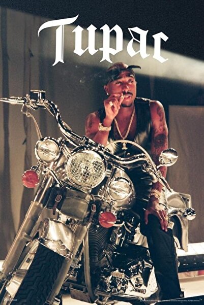ESSESORIES Tupac 2Pac Motorcycle Photo 90s Hip Hop Rapper Posters Mid 90s 2Pa...