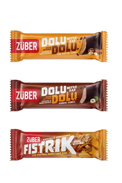 Züber Pistachio 30g X 1 Piece + Dolu Dolu Fruit Bar 30g X 2 Pieces (with Pean...
