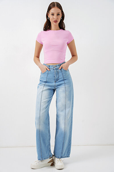 Merterium Women's High Waist Jeans 1518 - Light Blue