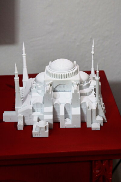 troyaart3d Ayasofya Camii 3D Tasarım Mini Maket Ve Gece Lambası Beyaz 25 cm