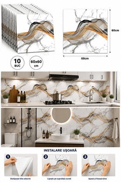 OEM HomeRoy Tapet Decorativ Autoadeziv 3D – Set 10 Bucăți