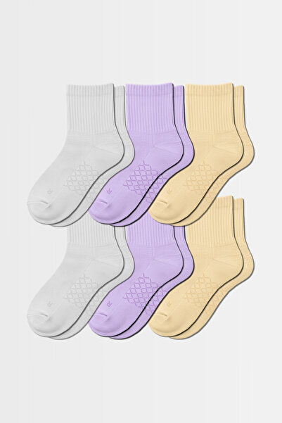ELEMENTA Elementa Socks 6 Pairs Cream Beige Color - Mid-Length Cotton Socks w...
