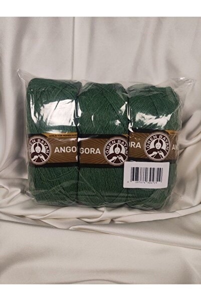 Ören Bayan Angora Moss Green Hand Knitting Yarn (3 Pieces) - Color: 132
