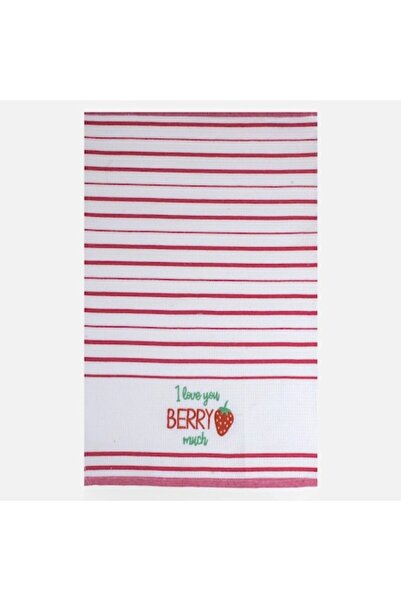 OEM Set de 6 prosoape de bucătărie albe cu dungi și căpșuni 60x40cm