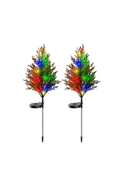 Vivendo Set 2 x Copac Solar Model Tuia 70 Ramuri 80cm cu LED Multicolor Panou...