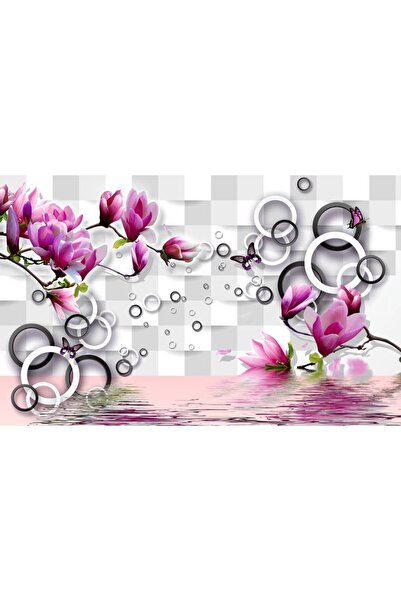 Persona Tablou Canvas, Magnolii Si Cercuri 3D- 100 X 70 cm