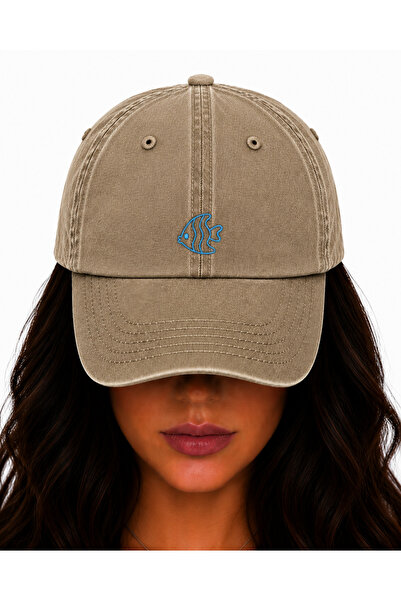 WeavedCo Blue Fish Embroidered Hat, Vintage Washed Baseball Cap (Fishembroide...