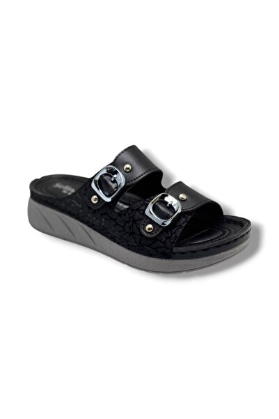 Cakgo Selinay 1052-26 Skin Glittery Double Strap Buckle Anatomical Women's Sl...