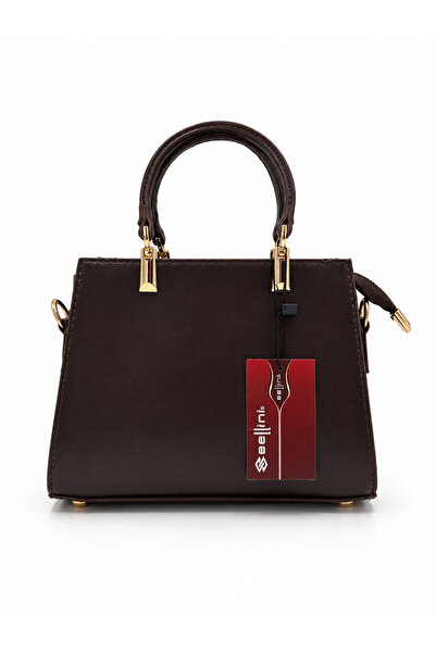 Sellini Livia Women's Gold Detailed Brown Crossbody Shoulder Bag