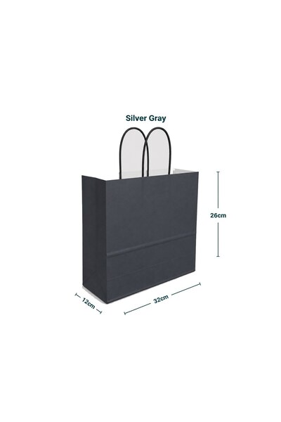 sunpack Paper Gift Bags – Silver Gray 32×12×26 cm – Pack of 12