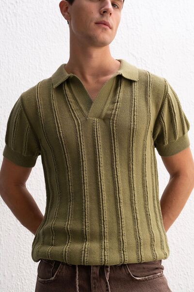 Hiccup GIESTO Tricou polo bărbătesc din bumbac texturat