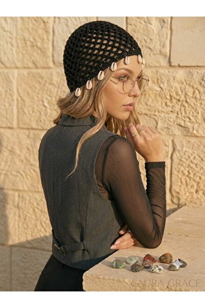 Netodak Handcrafted Seashell Glittering String Detailed Knitwear Knitted Bean...
