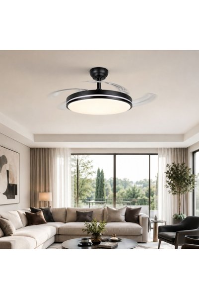 VİDEX Ventilator de tavan cu lumină 60W CCT3, Negru, Reglabil, Telecomandă, VL-CLF01-60CB