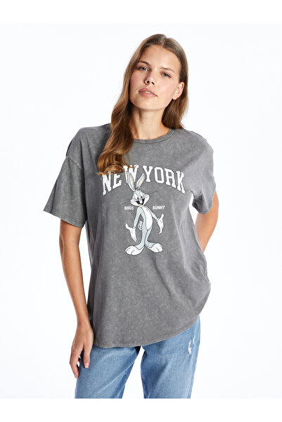 LC Waikiki Tricou de damă cu guler rotund și imprimeu Bugs Bunny