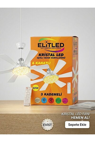 EVİST 52 cm Kumandalı Tavan Vantilatörü ve Avize Lamba - 3 Renk Işıklı Sinek ...