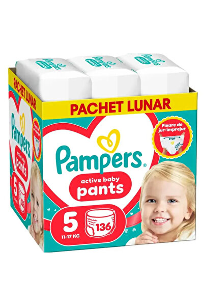 Pampers Scutece-chiloțel Active Baby XXL, Mărimea 5, 11 kg-17 kg, 136 bucăți