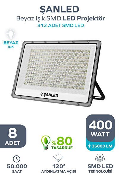 400W 35.000 Lümen 6500k Beyaz Işık Smd Led Projektör 8 Adet