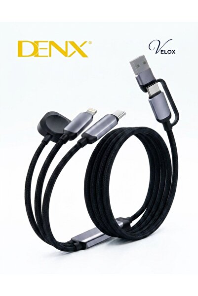 Denx 5 in 1 Multi Charging Cable Type C USB iPhone Charger with Wireless Char...