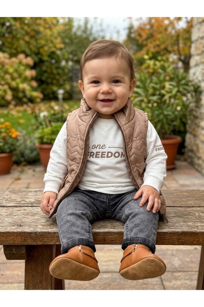 Donino Baby Erkek Bebek Şişme Yelekli FREEDOM Baskılı 3'lü Kombin Takım