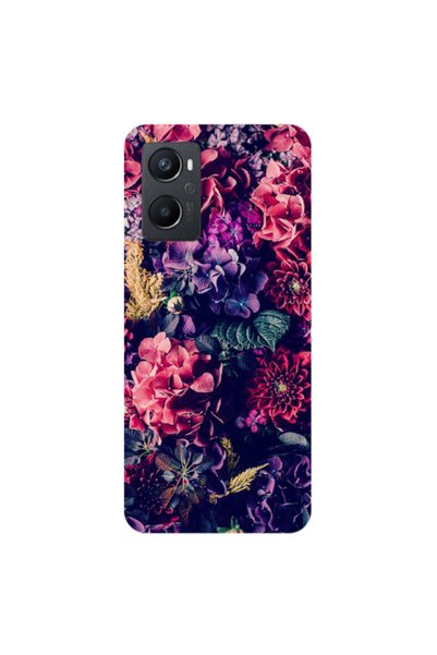 Other Oppo A 96 Purple and pink flowers Transparent Silicone TPU Θήκη
