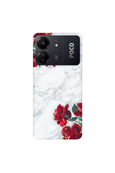 Other Xiaomi Poco C65 Marble and roses Transparent Silicone TPU Θήκη