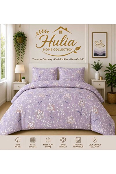 hulia home Ranforce Elastic Sheet Duvet Cover Set Double Size Cotton Soft Tex...