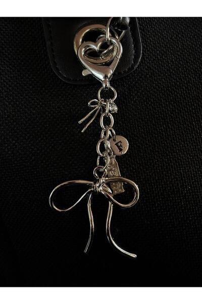 bijoux uniques Breloc cu literă tip panglică și charm pentru geantă