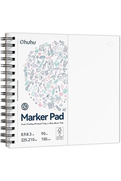 Ohuhu Marker Pads, Fără Acid - 150 g/m² - 60 coli/120 pagini, 222 x 210 mm Y4...