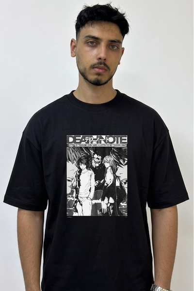 Anetos Death Note_21 Design Printed Oversize Black T-Shirt