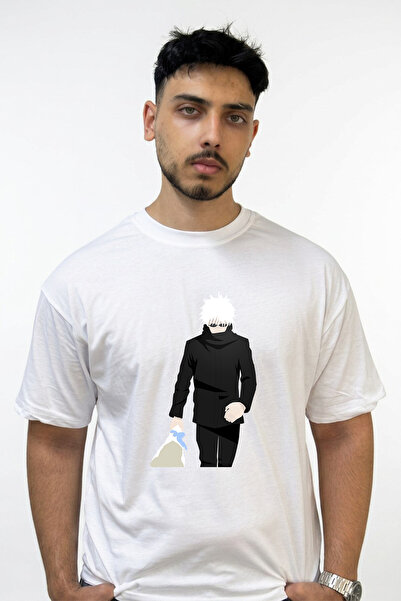 Anetos Gojo Satoru_31 Design Printed Oversize White T-Shirt