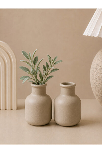 AlohamoraShop 2'li Modern Dekorasyon İçin Şık Beton Çiçek Vazo - Minimal ve Z...